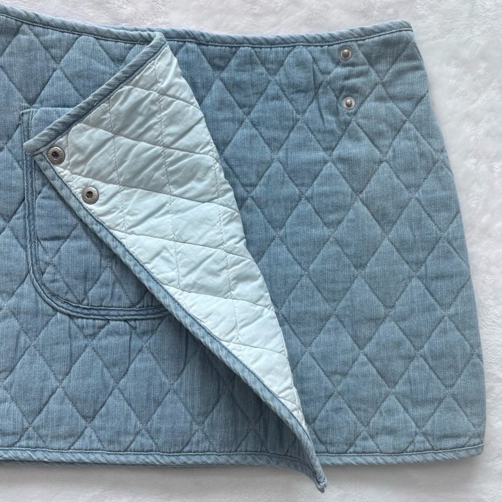 BLANK NYC Skirt Quilted Wrap Denim Blue Mini Skirt—NWT—28 - Picture 4 of 13